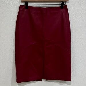 Vintage Cache Leather Red Midi Skirt
